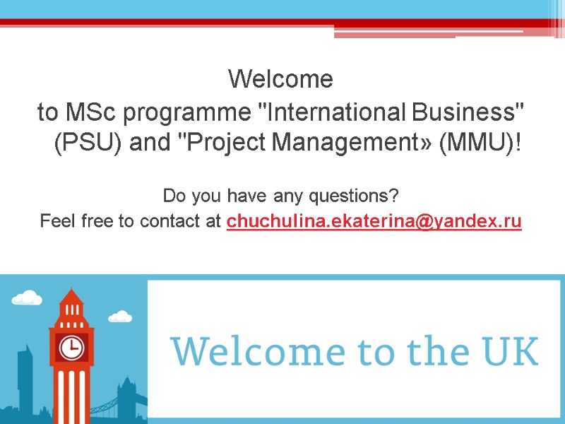 Welcome  to MSc programme 